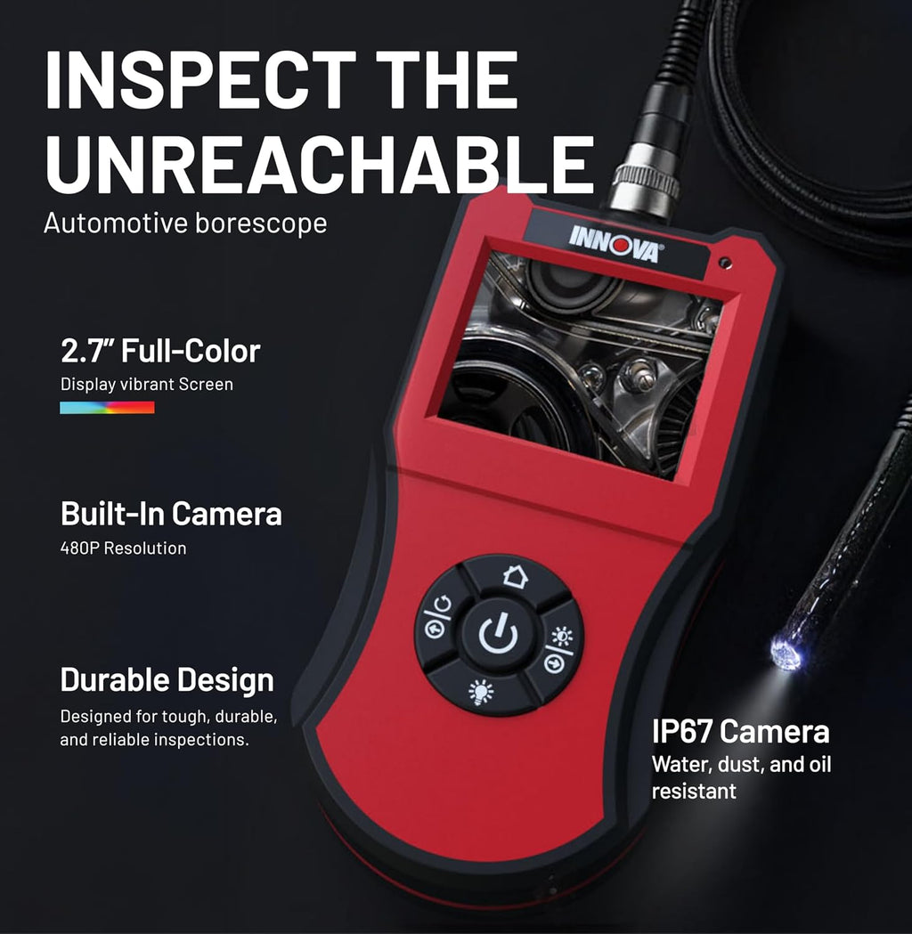 innova 3380 automotive borescope with light, 2.7" inspection shown in use