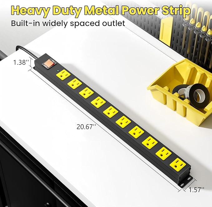 10 Outlet Metal Power Strip