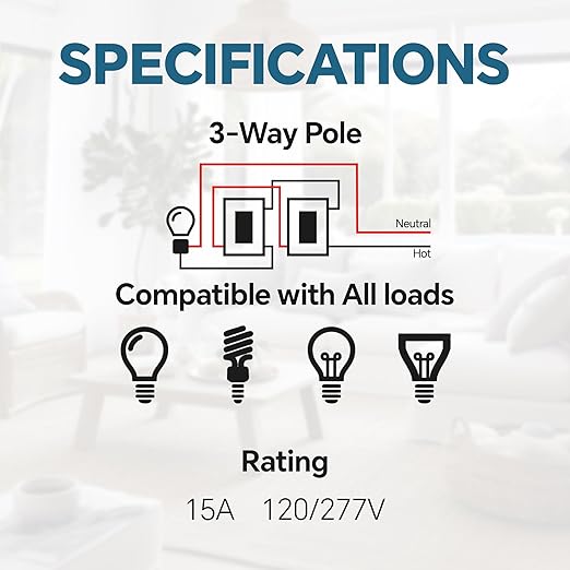 ThunderWay 3 Way Matte White Light Switch (20 Pack)