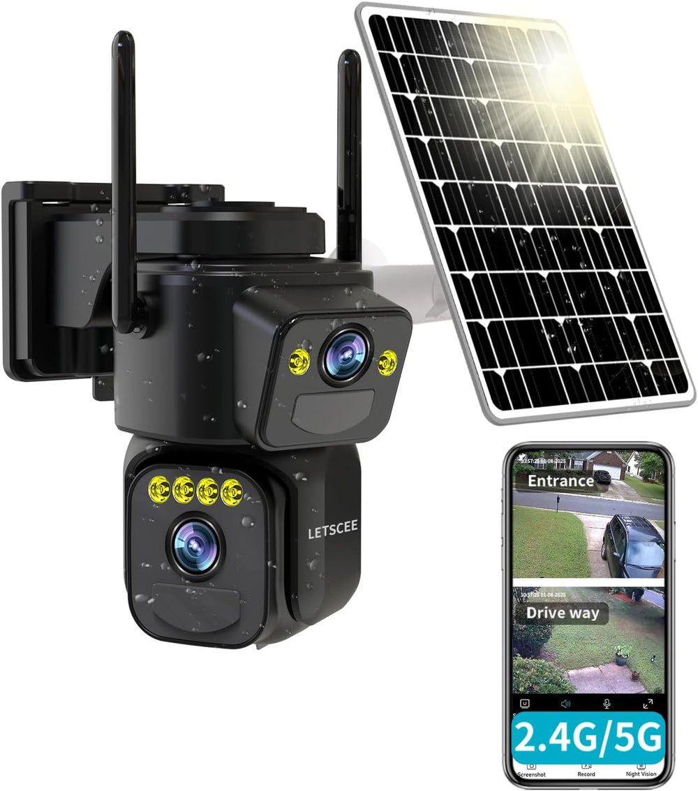 LETSCEE Security Cameras Outdoor WiFi,5G/2.4G Cameras for Home Security Solar...
