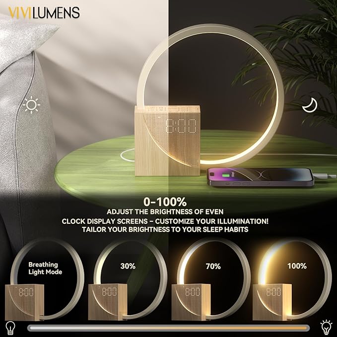 Vivilumens Sunrise Alarm Clock for Heavy Sleepers Adults, Wake-up Light
