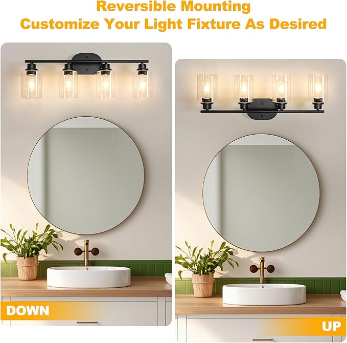 Unicozin Bathroom Light Fixtures, 4 Light Vanity Lights