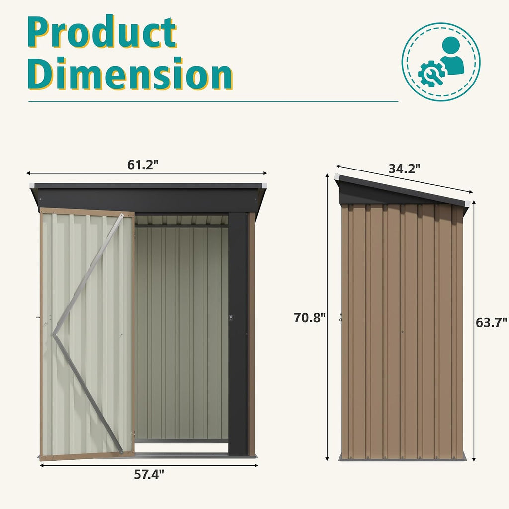 gunji 5 x 3 ft shed outdoor storage, close-up detail