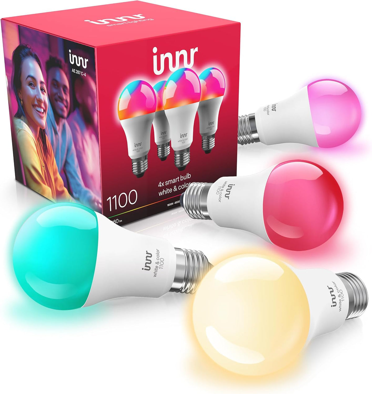 innr Zigbee A19 Smart Bulb, Works (4-Pack)