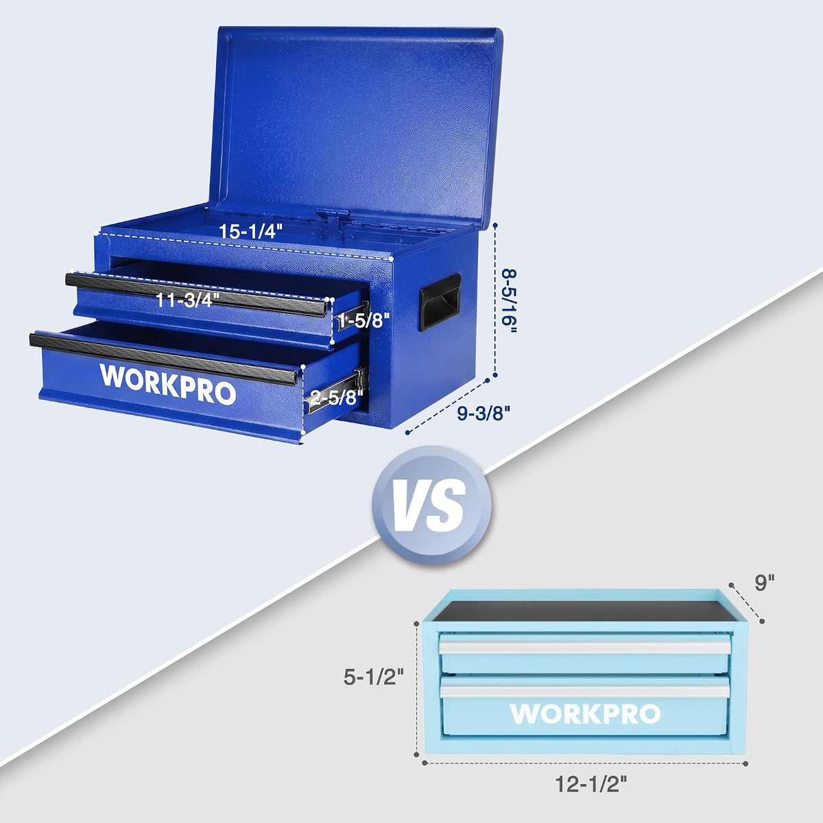 workpro 15＂ heavy duty metal toolbox with 2 shown in use