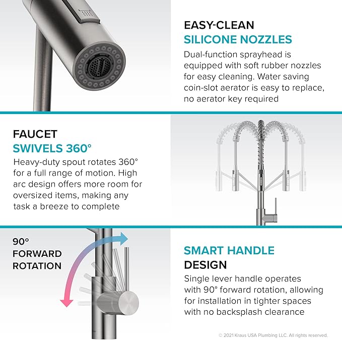 KRAUS Oletto Commercial Style Single Handle Pull Down Kitchen Faucet