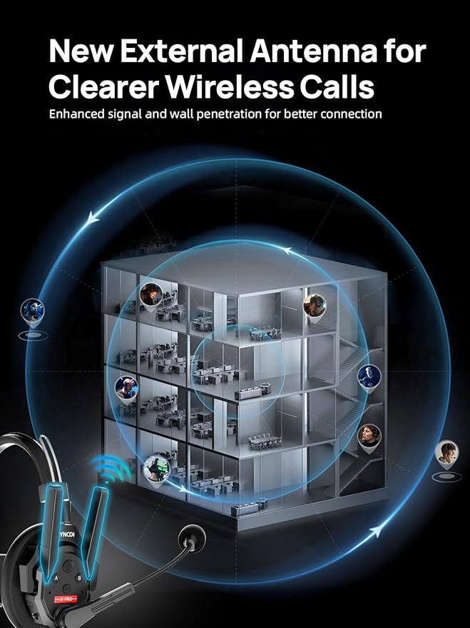 SYNCO XTALK XPRO5 Wireless Intercom Headset System, 500m/1640ft 2.4GHz
