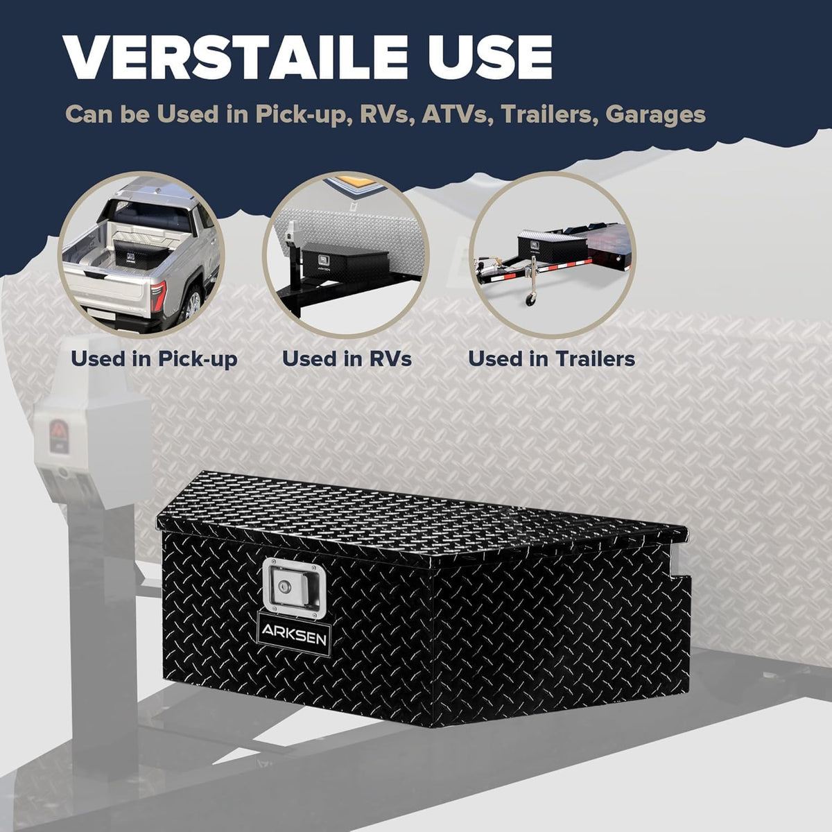 arksen 39" trailer tongue box, heavy duty diamond, package contents