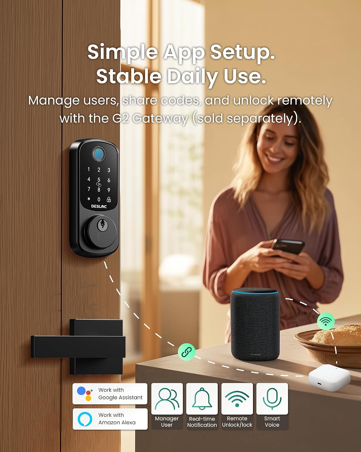 DESLOC B200 Fingerprint Smart Door Lock, Keyless Entry Deadbolt