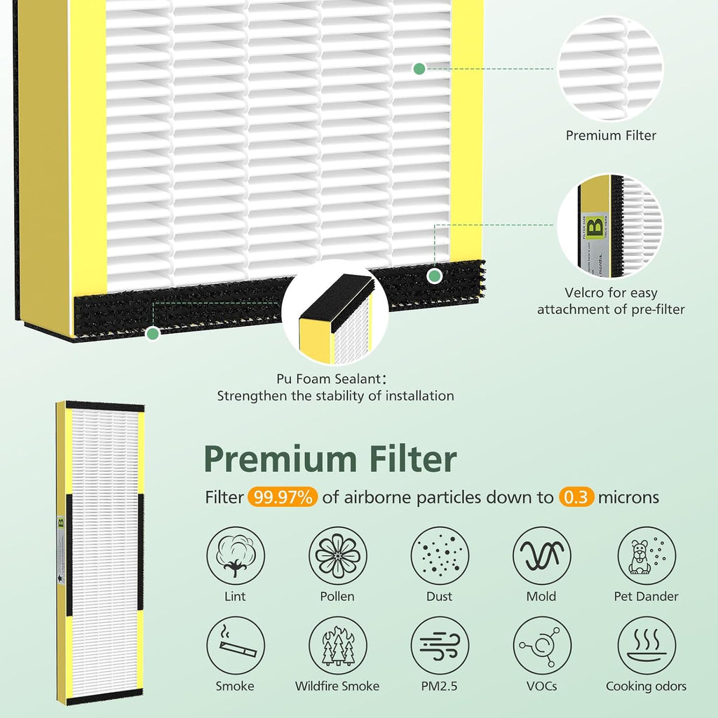 flt4825 hepa filter b replacement showing dimensions