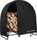 AKEfit 40 Inch Firewood Log Hoop Cover, Heavy Duty 600D Oxford Outdoor Waterproof Round Log Rack Cover with Zipper & 2 Windproof Buckle Straps & Drawstring,Round Firewood Rack Cover