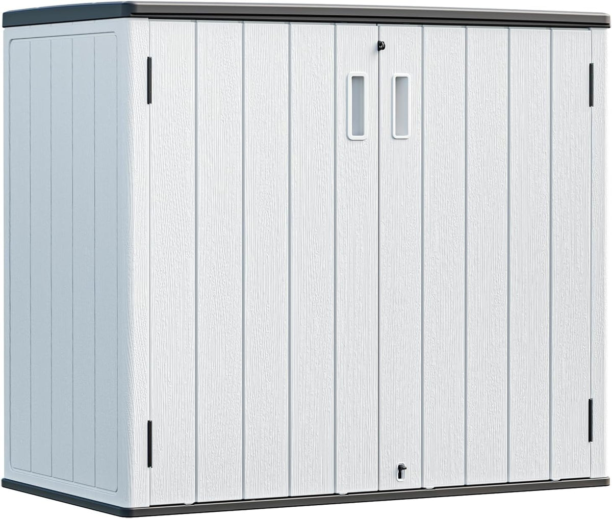 HOMSPARK Outdoor Storage Shed 37 Cu.Ft, All-Weather Resistant Resin Garden Sheds & Outdoor Storage Clearance with Floor, Double-Layer Plastic Tool Sheds for Patio, Garden & Lawn (Light Gray)
