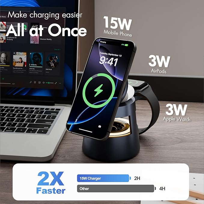 5 in 1 Magnetic Wireless Charger Bluetooth Speakers and Night Light