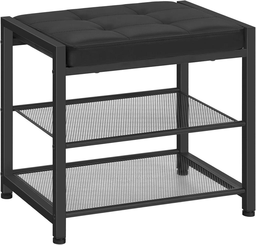 HOOBRO Small Shoe Bench, 3-Tier Shoe Rack, Shoe Storage Bench