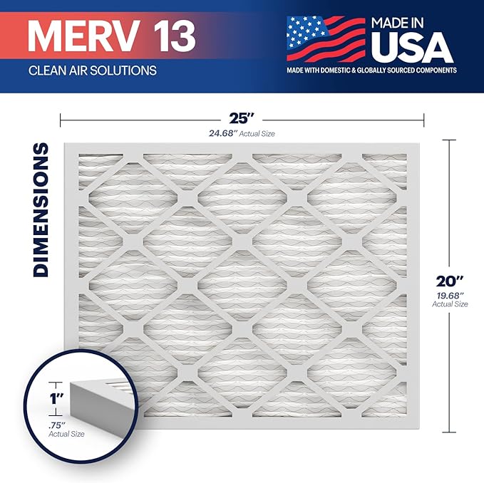 BNX TruFilter 20x25x1 MERV 13 AC Furnace Air Filter (12-Pack)