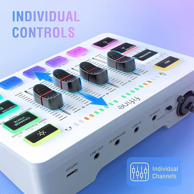 FIFINE Audio Mixer, Gaming Streaming PC Mixer