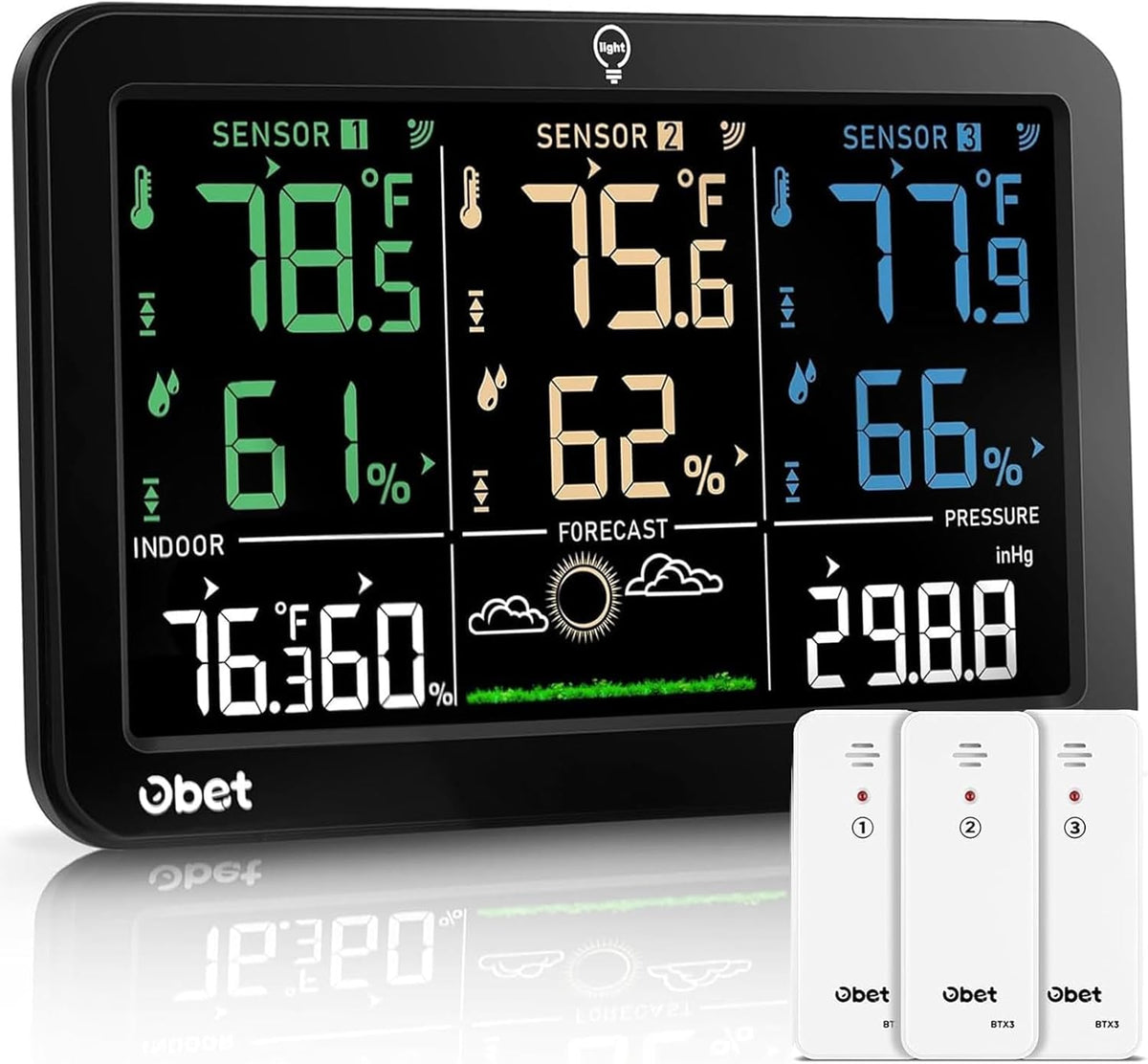OBET Weather Station Wireless Indoor Outdoor Thermometer Wireless, Color