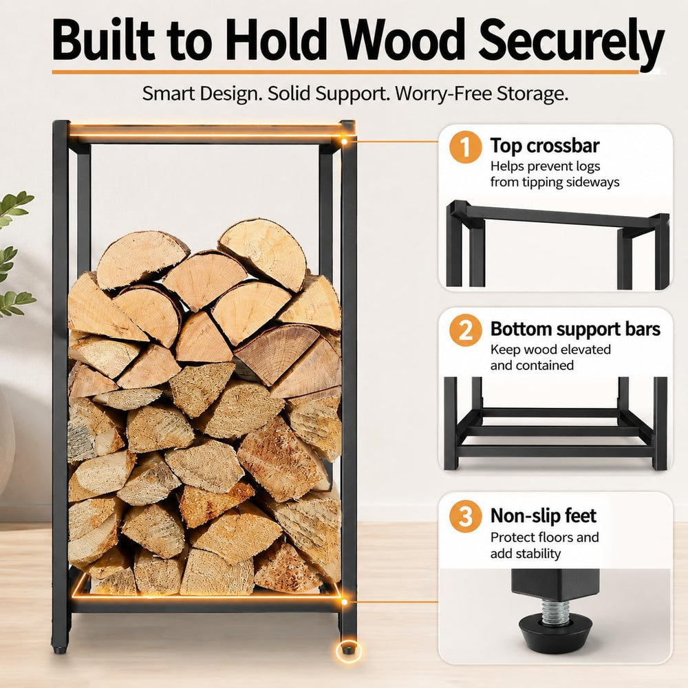 Firewood Rack Indoor Outdoor, 2Pack 30” Tall Firewood Holder Metal Small Log ...