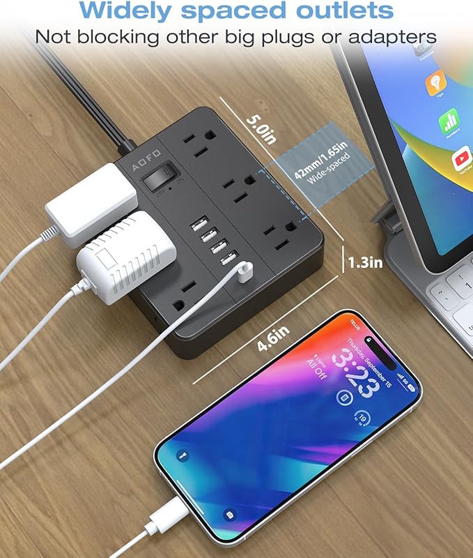 AOFO 25FT Surge Protector Power Strip, 12 AC Outlets