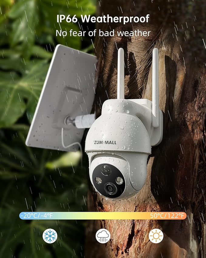 ZUMIMALL 4G LTE Cellular Security Camera, No WiFi Outdoor Camera Wireless