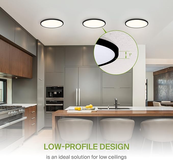 ASD LED 12" Round Flush Mount Ceiling Light Fixture, Low Profile Surface (12 Pack)