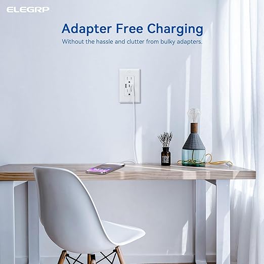 ELEGRP USB Outlets, 15 Amp Wall Outlet (6 Pack)