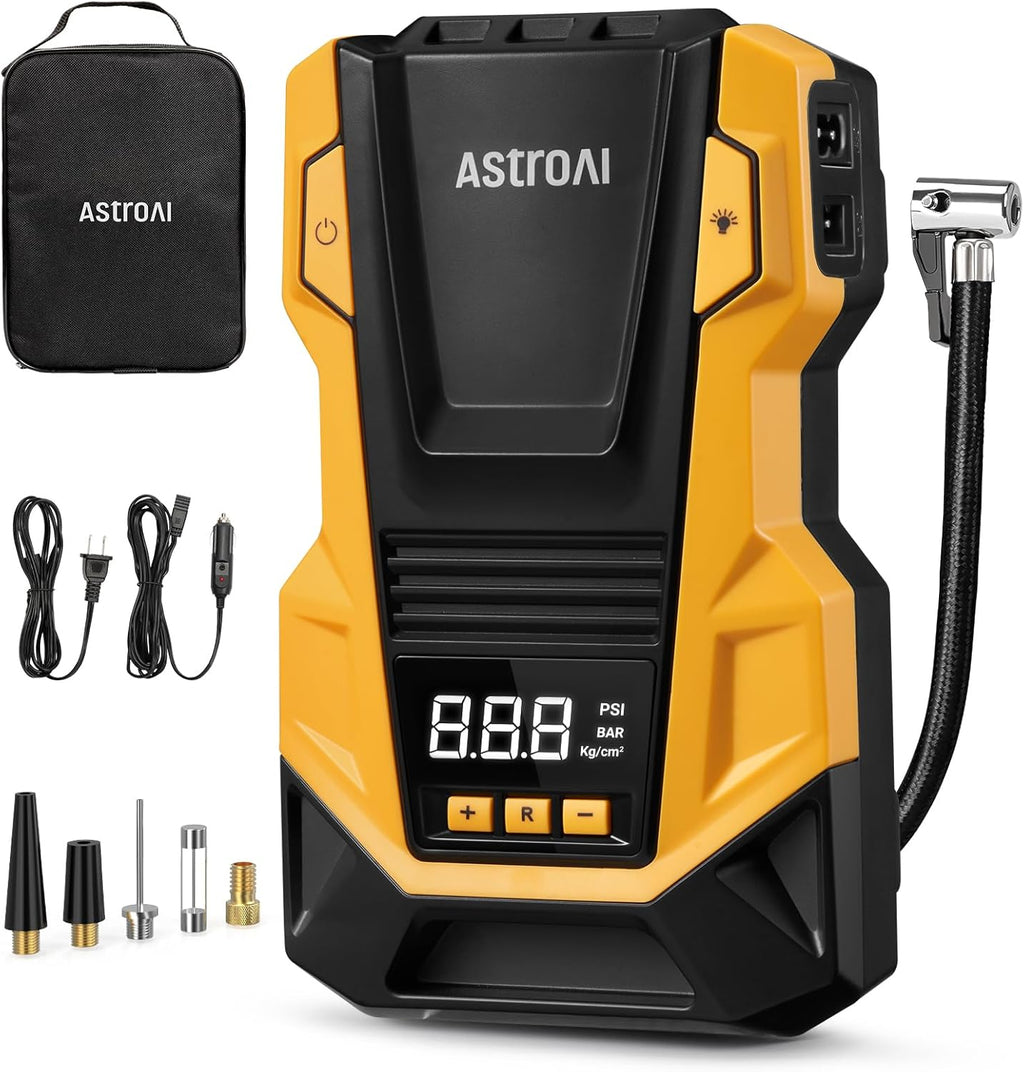 AstroAI Tire Inflator Portable Air Compressor, 110V AC/12V DC Dual Power
