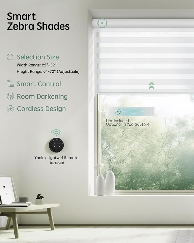 Yoolax Motorized Blinds with Remote, Electric Zebra Blinds