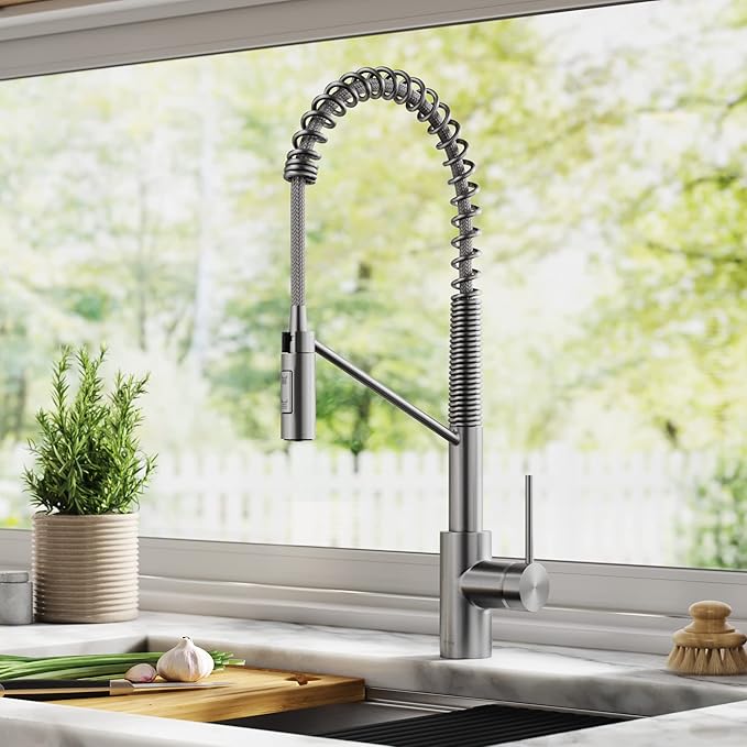 KRAUS Oletto Commercial Style Single Handle Pull Down Kitchen Faucet