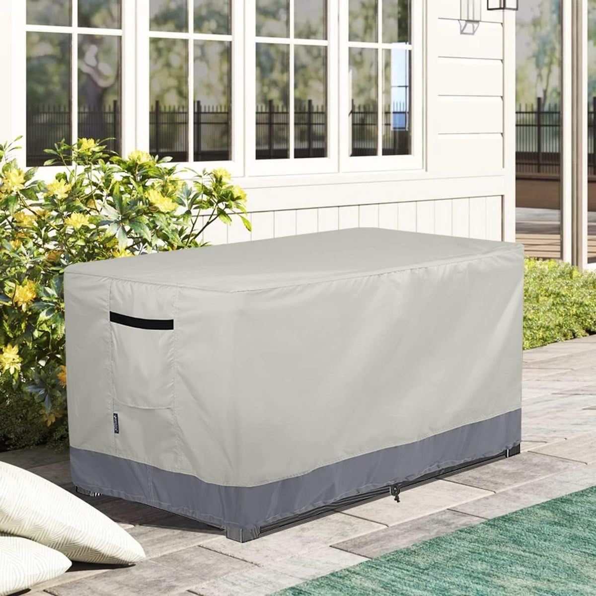 patio deck box cover waterproof, 52l x 28w on a desk or shelf