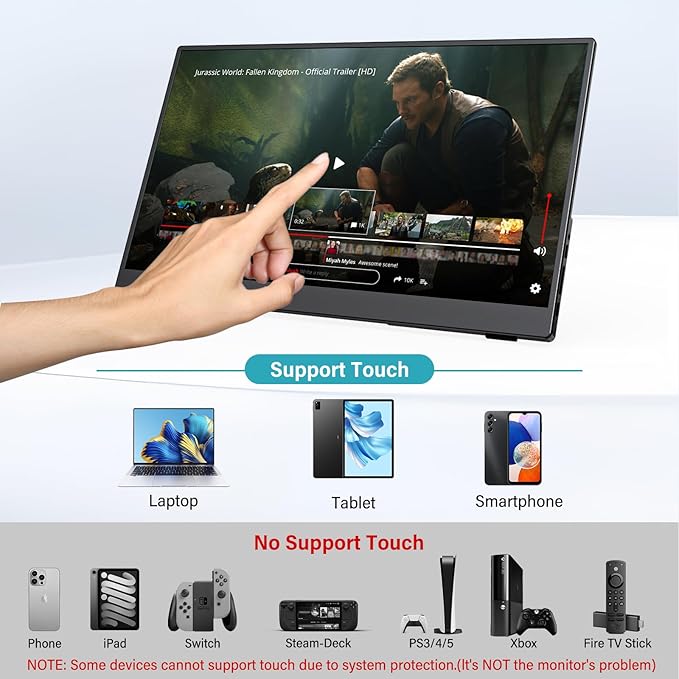 InnoView Portable Monitor Touchscreen 15.6" 1080P 10-Point Touch Screen Monitor