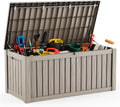 DRATO 120 Gallon Large Deck Box, Outdoor Storage Box for Patio Furniture, Patio Cushions, Gardening Tools, Pool Supplies, 660lbs Weight Capacity, Waterproof Resin Storage Boxes (Gray, 120 Gallon)