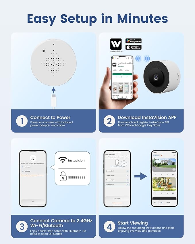 AKINGUAR 3MP 2K Window Camera, 2.4GHz WiFi Indoor Camera