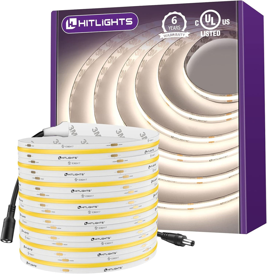 hitlights cob led strip lights neutral white 4000k, side view