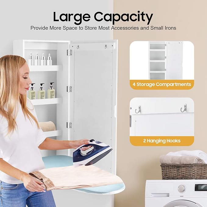 Ropoana Wall Mount Ironing Board Cabinet, Built-in Swivel Ironing Board Foldable