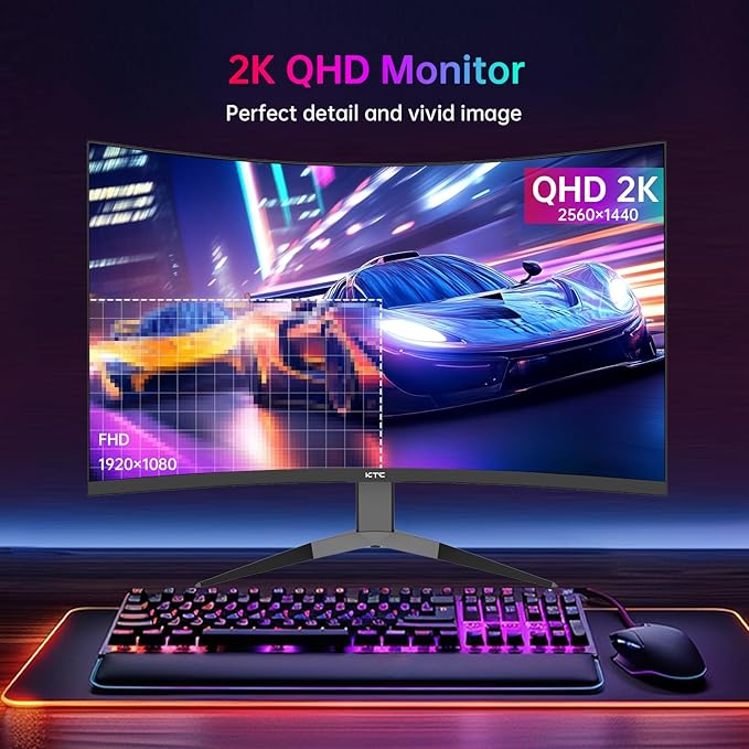KTC 32 Inch 240Hz Curved Gaming Monitor, 2K 1440P Computer PC Monitor