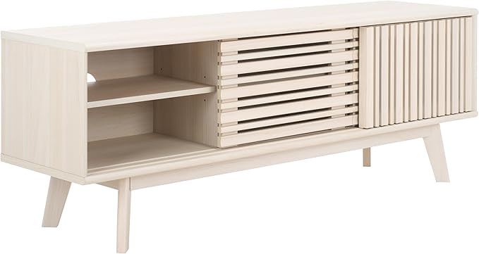 SAFAVIEH ESMA TV Stand for up to 65" Flatscreen – Bleached White, Sliding Doors