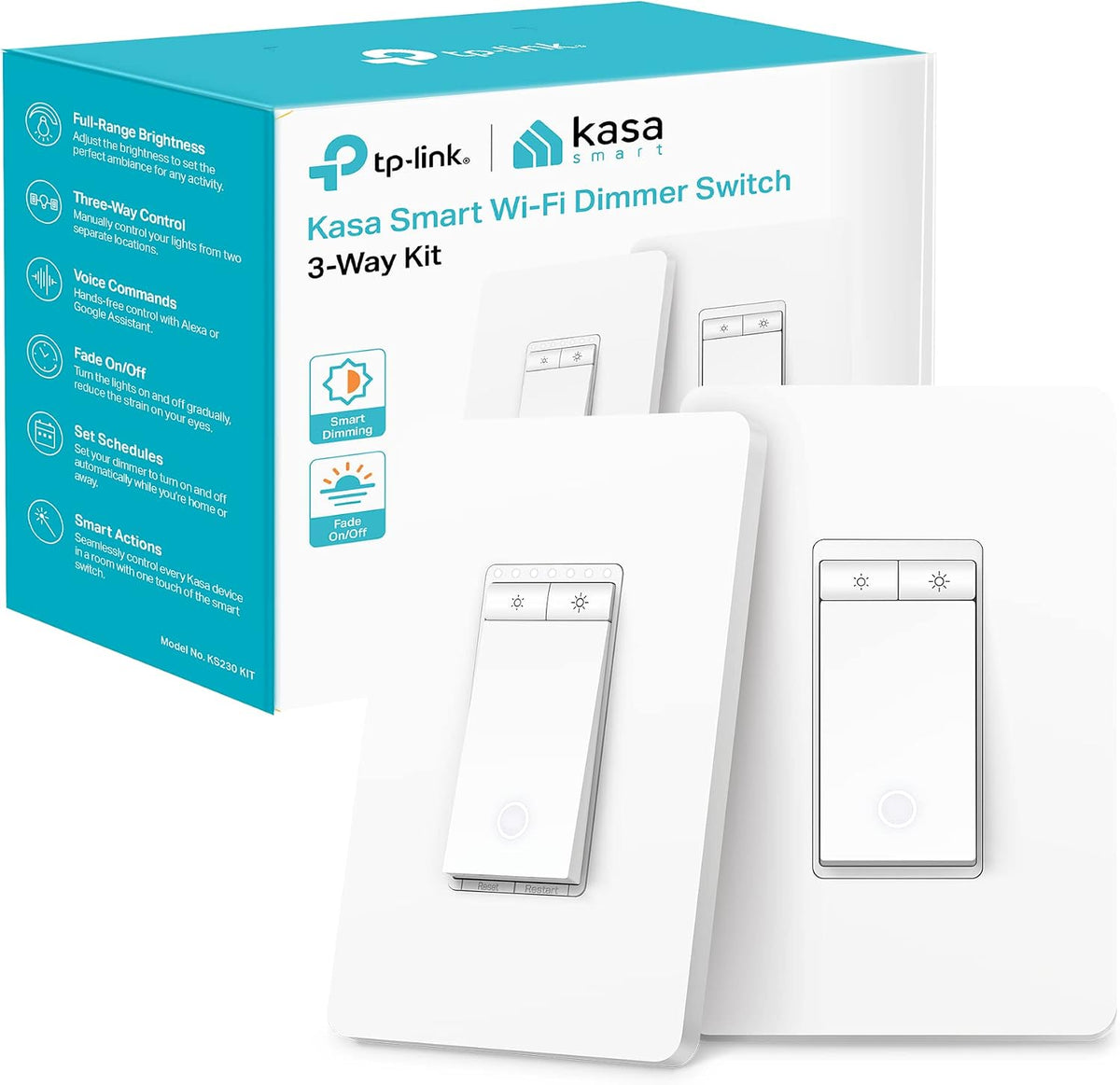 Kasa Smart 3 Way Dimmer Switch KIT, Dimmable Light Switch Compatible