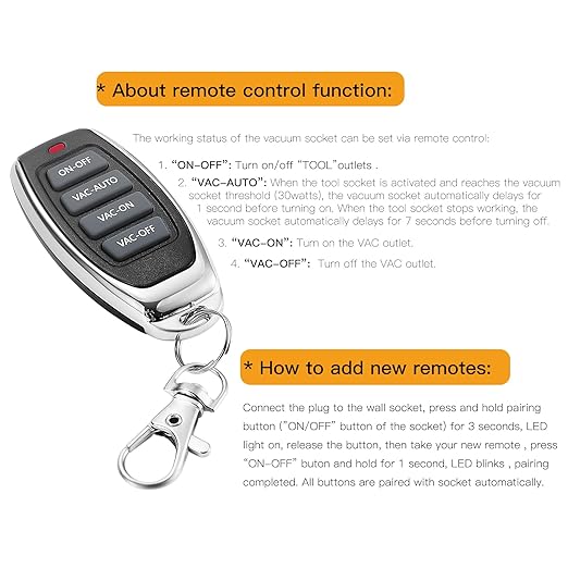 KTNNKG Automatic Remote Vacuum Switch，Load Sensing Outlets, Power Tool/Table