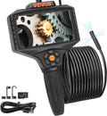 VEVOR Triple Lens Inspection Camera with Light, 5" IPS Screen Industrial Borescope, 8X Zoom 1080P HD Split Screen, 10 LED Lights Scope Camera for Automotive, Plumbing(16.5FT)