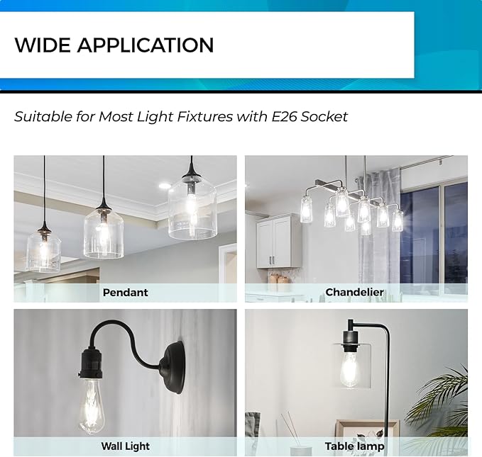 Hizashi Vintage LED Light Bulb Dimmable, 6W Equivalent 60W, E26 Base Led Edison (18 Pack)