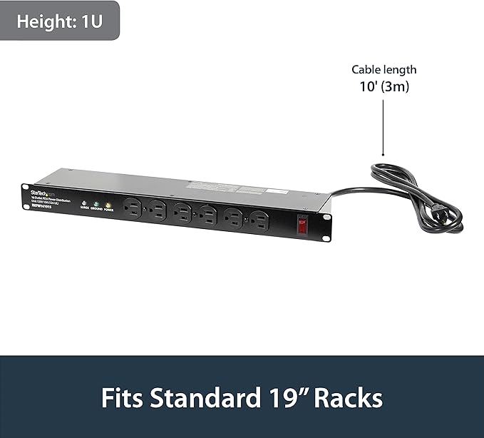 StarTech.com 16 Outlet Horizontal 1U Rack Mount PDU Power Strip