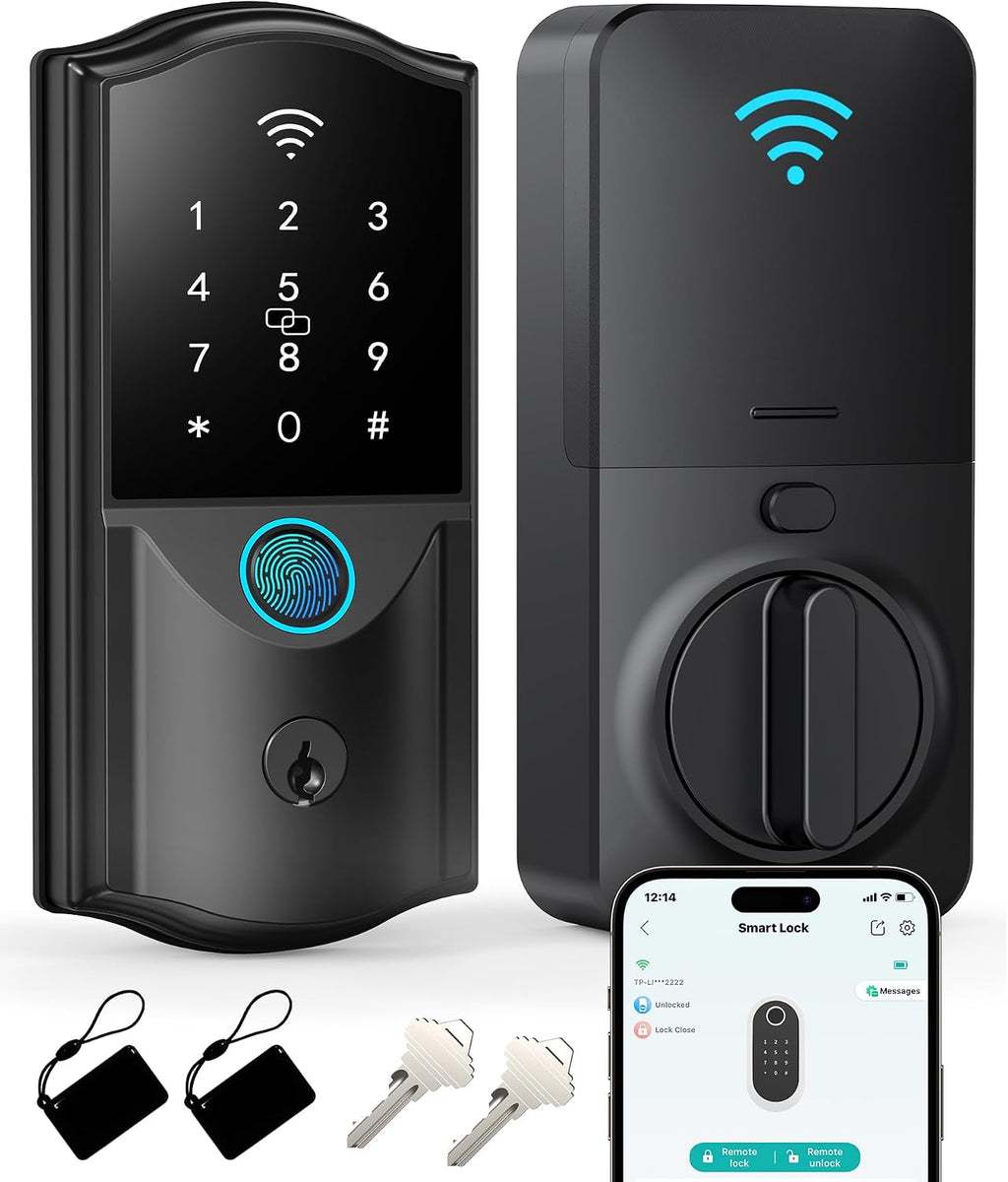 Built-in WiFi Smart Lock for Front Door, Fingerprint Keypad Deadbolt