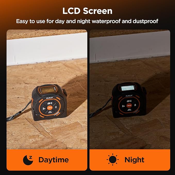 Laser Tape Measure 2-in-1, 197Ft Laser Distance Meter & 16Ft Digital Tape