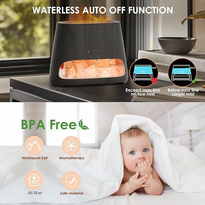 SALKING 2-in-1 Himalayan Salt Lamp & Ultrasonic Essential Oil Diffuser