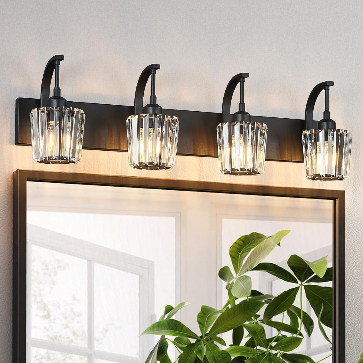 FDPBY Modern Bathroom Vanity Light, 4-Light Black Wall Sconce