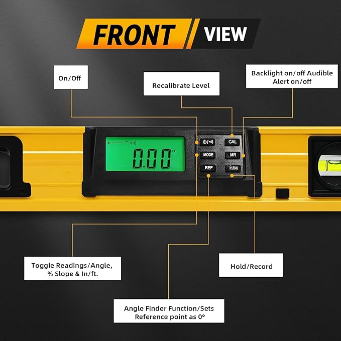 24 Inch Smart Digital Level, LCD Screen Magnetic Electronic Level Tool