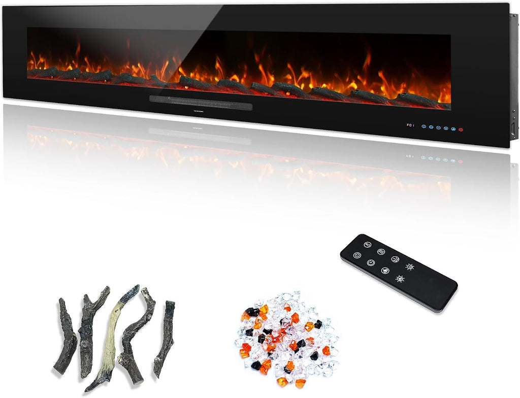 72" Electric Fireplace, Recessed & Wall Mounted Fireplace Heater 13 * 13 Colors