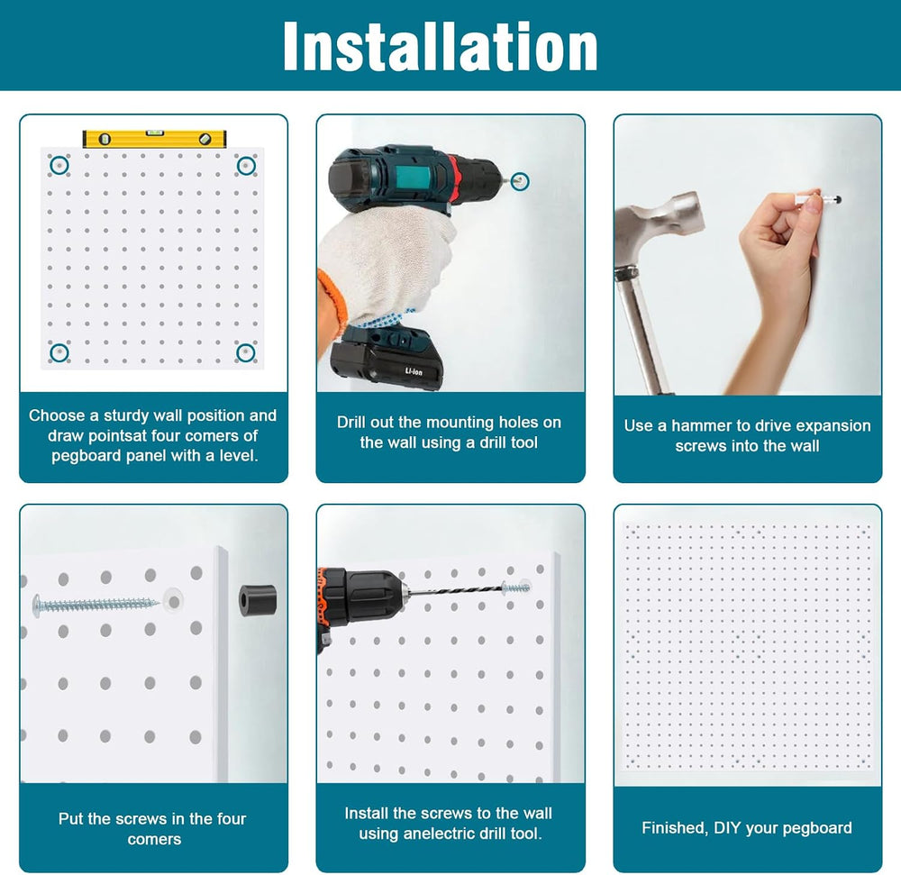 Peg Board Kit, Includes Pegboard and Accessories,with Hooks and Bins,Peg Boar...