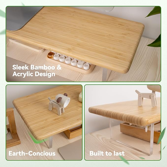 ROCDEER Bamboo Monitor Stand Riser